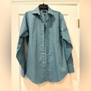 Arrow brand Men's Blue Dress Shirt button down wrinkle free 15-15.5  34/35